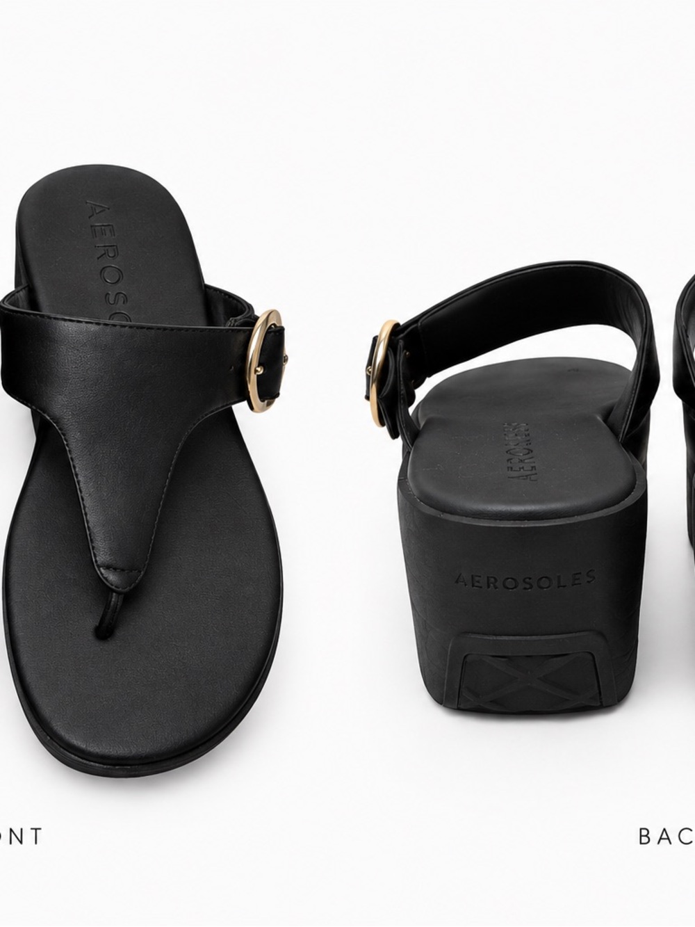 🖤 Aerosoles Izola Black Wedge Thong Sandals | Size 11M ✨
